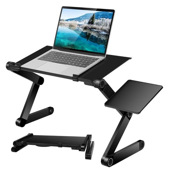 Adjustable Folding Laptop Ultrabook Notebook Tablet Table Stand With Mouse Pad for Bed Sofa