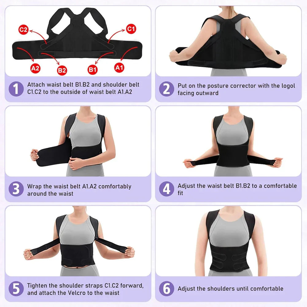 Adjustable Back Support Posture Corrector for Women and Men